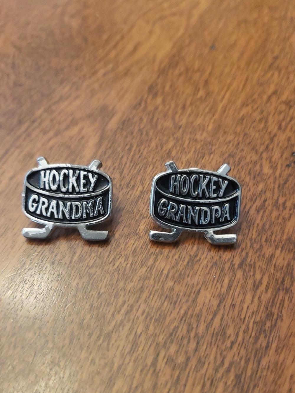Hockey Grandma and Grandpa Pins (Set Of 2)